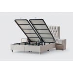 Pat Boxspring MONZA cu ladă de depozitare, structura metalica, material și saltea premium cu topper integrat, design modern - imagine 4