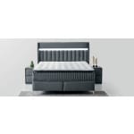 Pat Boxspring ODESSA cu ladă de depozitare, structura metalica, material și saltea premium cu topper integrat, LED-uri si charger USB incorporate - imagine 2