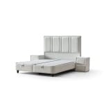 Pat Boxspring PAROS XL cu ladă de depozitare, structura metalica, material și saltea premium cu topper integrat - imagine 6
