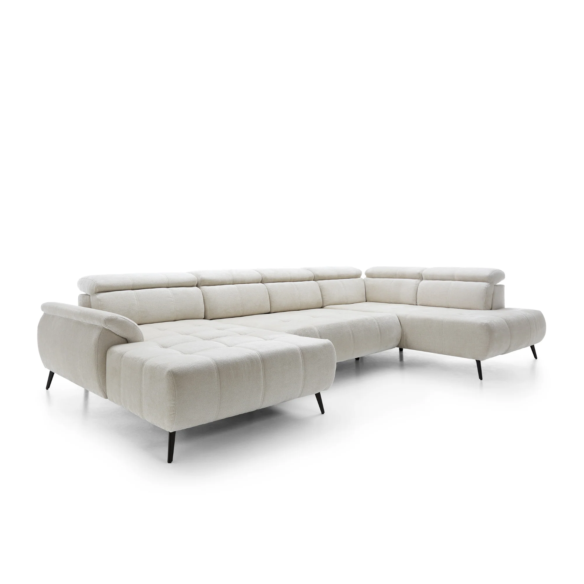 Colțar extensibil electric 375 cm, formă U, tetiere reglabile, funcție lounge VITORIO, design contemporan pentru spațiu sofisticat - imagine 2