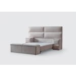 Pat Boxspring MAJESTIC XL cu ladă de depozitare, structura metalica, material și saltea premium cu topper integrat, LED-uri incorporate in capatai - imagine 4