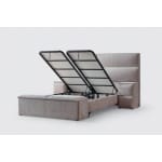 Pat Boxspring MAJESTIC XL cu ladă de depozitare, structura metalica, material și saltea premium cu topper integrat, LED-uri incorporate in capatai - imagine 5