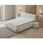 Pat Boxspring SENSO cu ladǎ de depozitare, structurǎ metalicǎ, material si saltea premium cu topper integrat