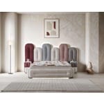 Pat Boxspring HARMONIE cu ladă de depozitare, structura metalica, material și saltea premium cu topper integrat, LED-uri incorporate in cadrul patului - imagine 2