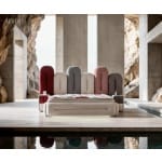 Pat Boxspring HARMONIE cu ladă de depozitare, structura metalica, material și saltea premium cu topper integrat, LED-uri incorporate in cadrul patului