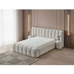 Pat Boxspring CARLA cu ladă de depozitare, structura metalica, material și saltea premium, design modern