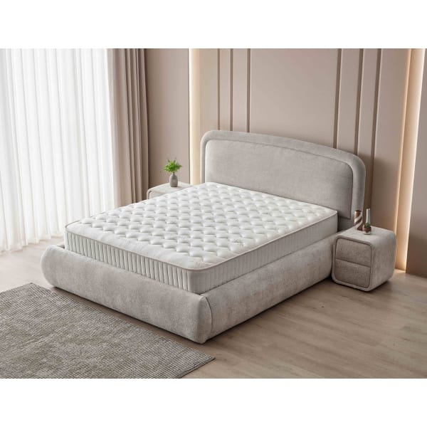 Pat Boxspring NOVA cu ladă de depozitare, structura metalica, material și saltea premium, design modern