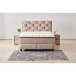 Pat Boxspring ARTE cu ladă de depozitare, structura metalica, material și saltea premium cu topper integrat - imagine 2