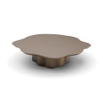 Măsuță de cafea modernă pentru living 116 cm, blat MDF cu sticlă securizată și bază metalică brass, design organic CALYX SHORT - imagine 4